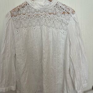 GAP White Lace Detail Blouse